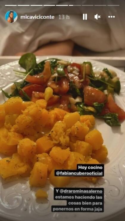 Mica Viciconte compartió en sus redes sociales que cocinó un plato a base de salmón (Crédito: Instagram/@micaviciconte)