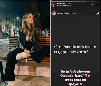 Micaela Tinelli le envió un mensaje a Wanda Nara en redes (Foto: Captura Instagram/@micatinelli)