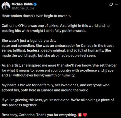 Michael Bublé sorprendió con su dedicatoria para la actriz y su legado