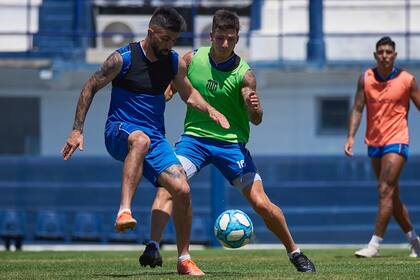 Michael Santos, en un entrenamiento de Talleres, club al que llegó por pedido del DT Alexander Medina, que fue compañero de él en River, de Uruguay.