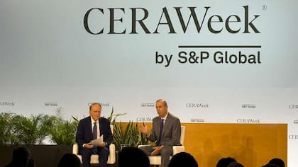 Michael Wirth, CEO de Chevron, en su presentación en la CERAWeek, en Houston.