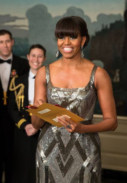 Michelle en la entrega de los Oscar vestida por Naeem Khan
