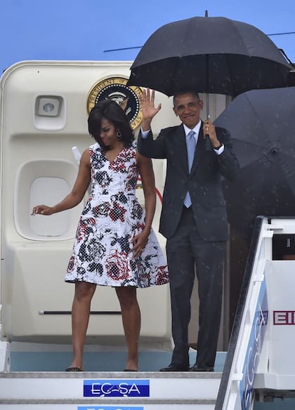 Michelle Obama lució un vestido de la venezolana Carolina Herrera