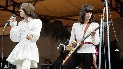 Mick Jagger, en 1969, en el tributo a Brian Jones en Hyde Park
