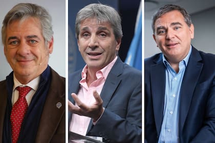 Micolás Pino, presidente de la SRA; Luis Caputo, ministro de Economía; y Federico Landgraf, director de Casafe