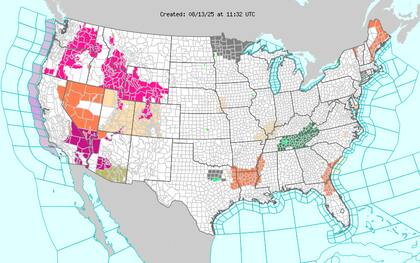 Mientras el noroeste de EE.UU. experimentará un alivio en las temperaturas tras una ola de calor, las Llanuras centrales y el Medio Oeste sufrirán máximas entre 32°C y 38°C