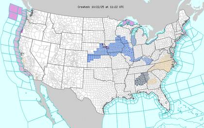 Mientras el sur de Texas sufre calor extremo, el centro y norte de EE.UU. permanecerán bajo régimen térmico fresco con mínimas de 40 °F (4 °C) en ciudades como Chicago y Detroit