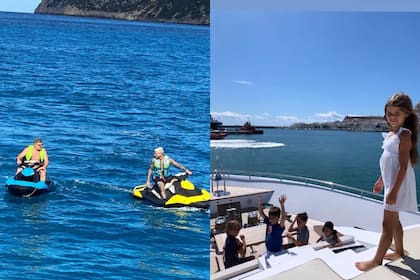 Mientras Mauro Icardi disfruta de andar en jet ski con su papá, los chicos se relajan en el barco