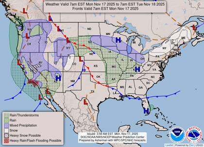 Mientras que las zonas centrales de California enfrentarán tormentas eléctricas aisladas activas hasta el martes, la Sierra Nevada registrará acumulaciones significativas de nieve en alta montaña