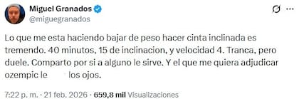 Migue Granados habló abiertamente sobre su tratamiento para bajar de peso