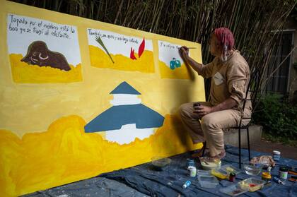 Miguel Rep pintó un mural a la vista de los huéspedes