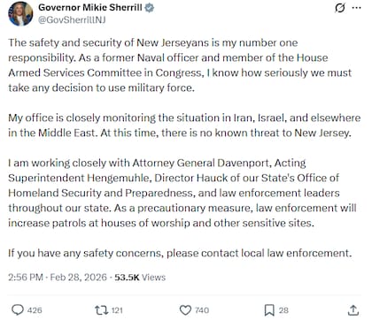 Mikie Sherrill aseguró supervisar de cerca el operativo ocurrido en Irán