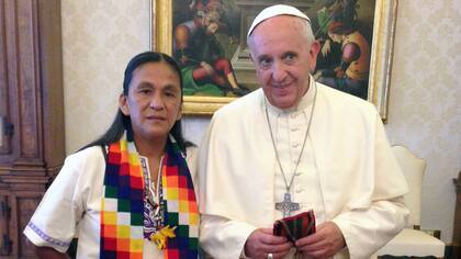 Milagro Sala y el papa Francisco, en 2014