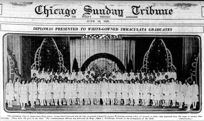 Mildred A. Martínez, la madre del Papa León XIV, fue una de las 200 jóvenes que recibieron diplomas del Immaculata High School el 12 de junio de 1929. (Chicago Tribune)