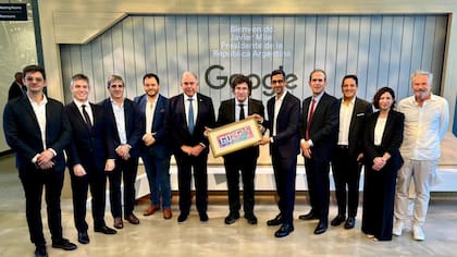 Milei, Caputo, Gerardo Werthein y Reidel, en la reunión con las autoridades de Google