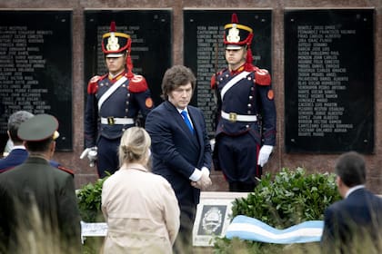 Milei, durante el homenaje a los soldados caídos en la guerra de las Malvinas