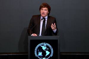 Milei durante su discurso en el Cicyp en el hotel Alvear