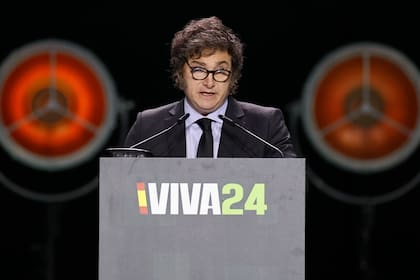 Milei durante su intervención en la convención política de Vox "Europa Viva 24".