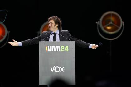 Milei, durante su intervención en la convención política de Vox "Europa Viva 24"