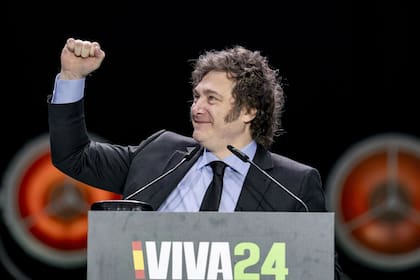 Milei, durante un acto de Vox en 2024