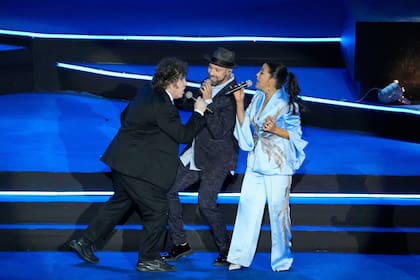 Milei, en el ensayo de ayer.