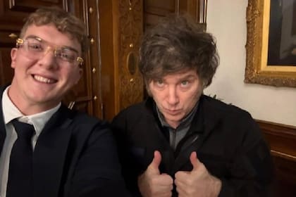 Milei, en la Casa Rosada, con Hayden Mark Davis,el 30 de enero pasado. La foto la tuiteó el Presidente ese mismo día