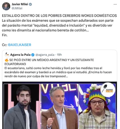Milei vinculó el presunto fraude con el "parásito mental ‘equidad, diversidad e inclusión’"