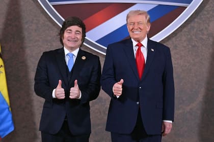 Milei y Trump durante el lanzamiento del Shield of the Americas