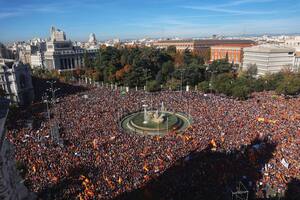 Masiva manifestación contra Sánchez en Madrid: “No levante muros entre los españoles”