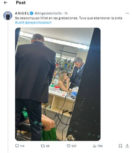 Milett junto a Tinelli en camarines tras la supuesta descompostura