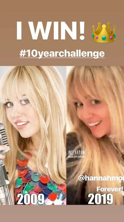 Miley participó del 10 Years Challenge