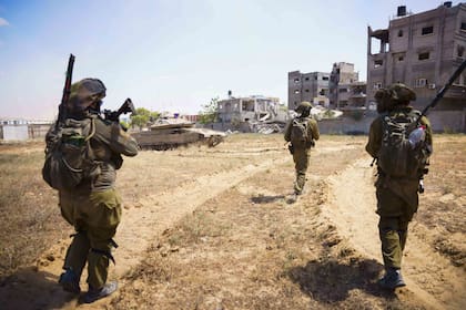 Militares israelíes en la Franja de Gaza .