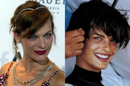 Milla Jovovich y Linda Evangelista. ¿Separadas al nacer? Hay quienes aún exponen esta curiosa hipótesis.