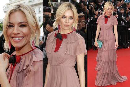 Miller eligió un diseño y un color que despertó polémica sobre la red carpet