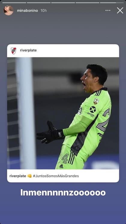 Mina Bonino también elogió al futbolista de River