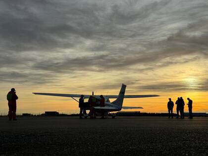 Minutos antes de partir del Aeroclub de Río Gallegos