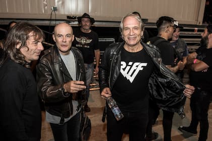 La última formación de Riff: Vitico con Luciano Napolitano y JAF en 2019, en el festival Rock en Baradero