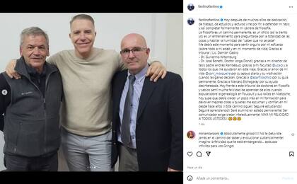 Miriam Lanzoni felicitó a Alejandro Fantino por su gran logro (Foto: Instagram @fantinofantino)