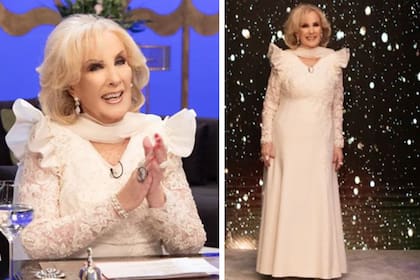 Mirtha Legrand eligió un vestido largo, de línea, color marfil para su gran regreso a la TV