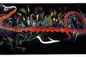 "Mis abuelos" (2024), obra realizada especialmente por Rember Yahuarcani para la muestra del Marco