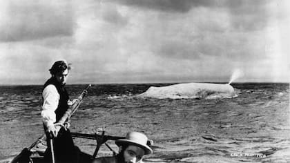 Gregory Peck en una de las escenas de la película Moby Dick