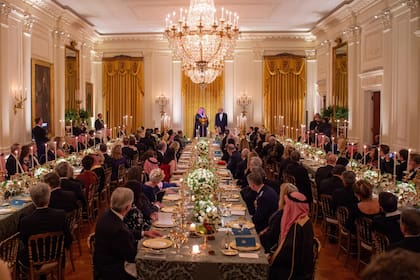 Mohammed ben Salman y Donald Trump, en la cena de gala en la Casa Blanca.