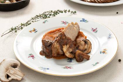 Molleja con hongos portobello