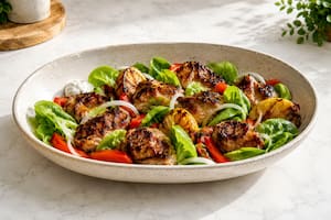 Mollejas crocantes con ensalada criolla