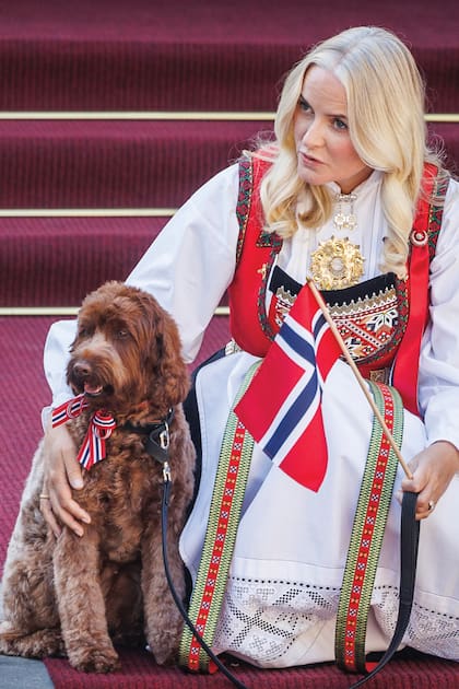 MOLLY FISKEBOLLE. La Navidad de 2021, los príncipes herederos de Noruega, Haakon y Mette-Marit, dieron la bienvenida a una labradoodle a la que llamaron Molly Fiskebolle (el segundo nombre significa ‘bola de pescado’). La perra llegó cinco meses después de que muriera Muffin, la mascota que los acompañó por años. Gran compañera, alguna vez se sumó a actividades oficiales al aire libre.