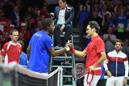 Monfils festeja su gran triunfo ante Federer