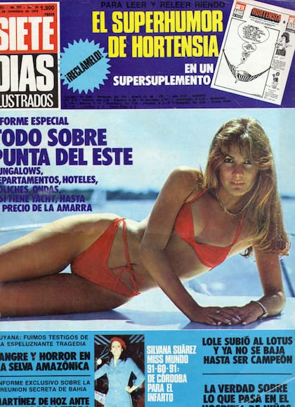 Mónica Gonzaga, de rojo, en la tapa de la revista Siete Días