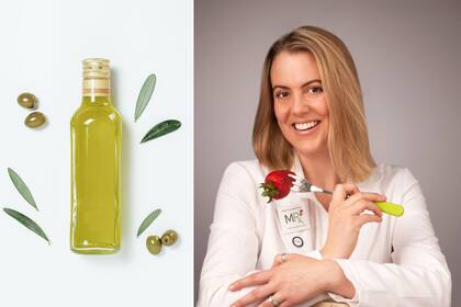 Monique Richard, nutricionista dietista registrada, enfatiza la importancia de medir las cantidades de aceite de oliva extra virgen que se consume
