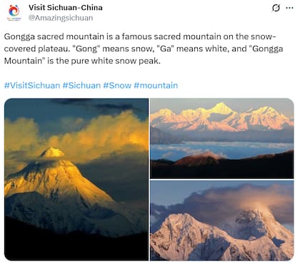 Monte Gongga en China (Fuente: X @Amazingsichuan)