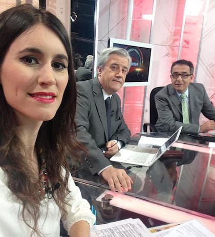 Montesano junto a Cecilia Franco y Alejandro Fabbri, en Sportia.